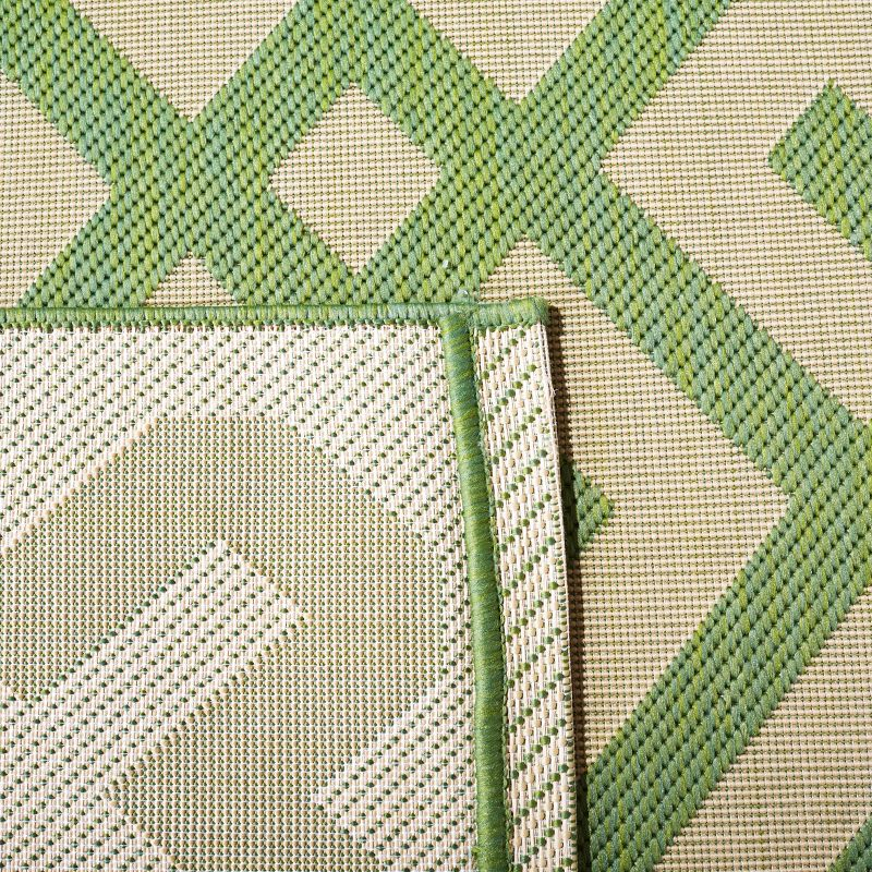 Courtyard CY6915 Power Loomed Indoor and Outdoor Area Rug - Beige/Green - 5'3"x5'3" - Safavieh