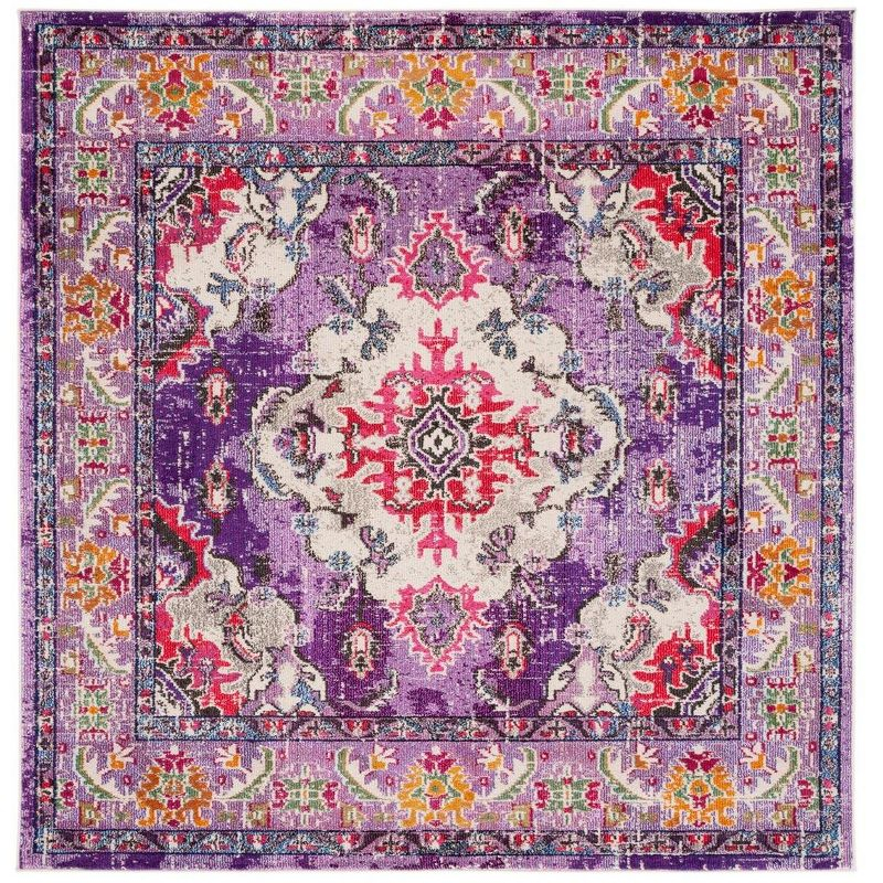 Monaco MNC243 Power Loomed Indoor Area Rug - Violet/Fuchsia - 5'x5' - Safavieh
