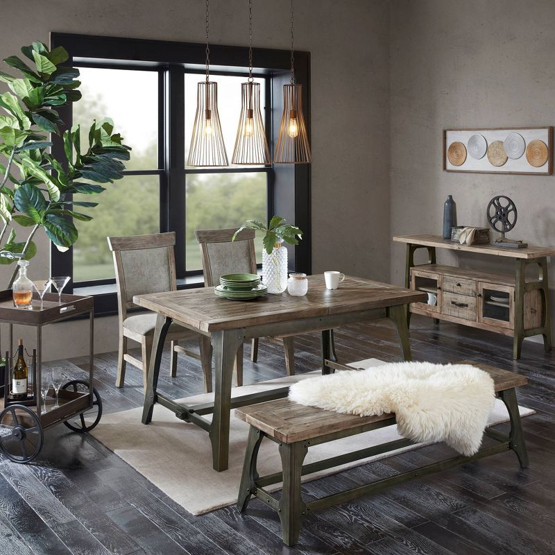 Ink+Ivy Oliver Extendable Dining Table Gray: Self-Storing Leaf, Seats Six, Antique Bronze Legs