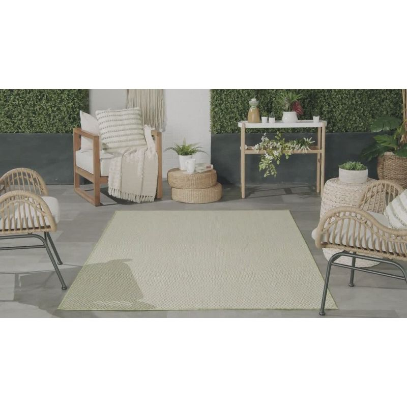 Nourison 4' x 4' Courtyard Modern Easy Care Flatweave Indoor Outdoor Round Rug Ivory/Charcoal