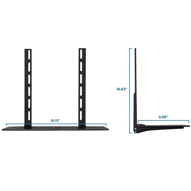 Mount-It TV Wall Mount Shelf Bracket Under TV for Cable Box, DVD Player, Stereo AV Components Shelf, Black