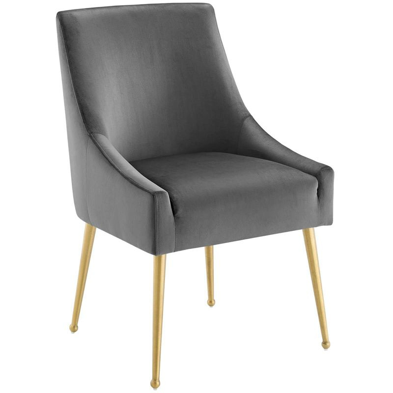 Set of 2 Discern Performance Velvet Dining Chairs with Brushed Gold Legs - Modway