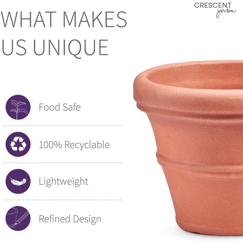 Crescent Garden Brunello Classic Rolled-Rim Plant Pot, Rust, 16in
