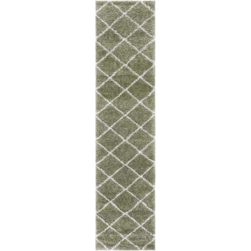 Tahoe Shag THO676 Power Loomed Runner Rug - Sage/White - 2'x9' - Safavieh.