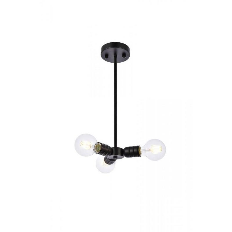Elegant Lighting Reyes 3 lights black pendant