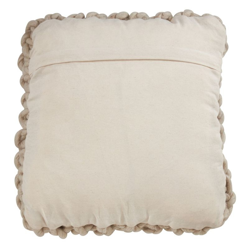Saro Lifestyle Chunky Cable Knit Design Wool Down Filled Throw Pillow, 18", Beige