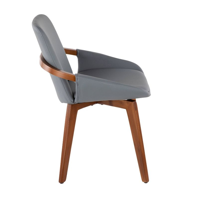 Cosmo Bamboo/Faux Leather Dining Chair Walnut/Gray - LumiSource: Mid-Century, Comfy, Armrest