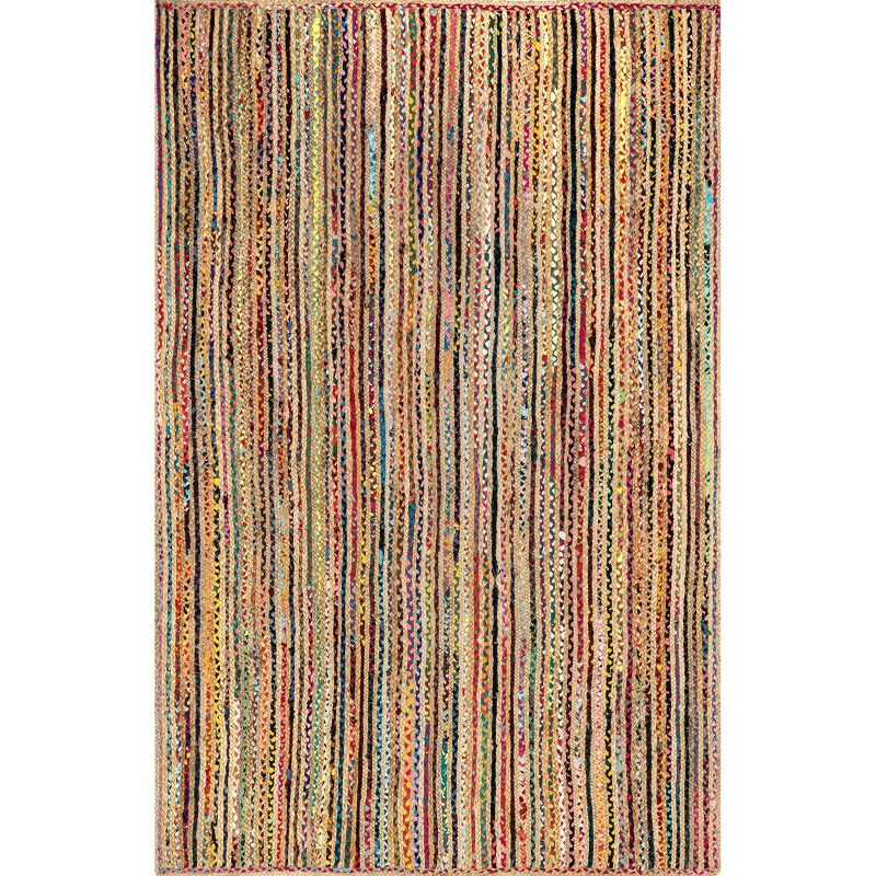 Nuloom Aleen Striped 6x9 Jute Indoor Area Rug for Dining Room Rug Neutral Rug Living Room Rug Kitchen, Multicolor