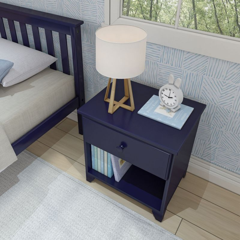 Max & Lily Classic Wood Nightstand with 1 Drawer, Kids Bedside Table/End Table, Small Nightstand for Bedroom, Blue
