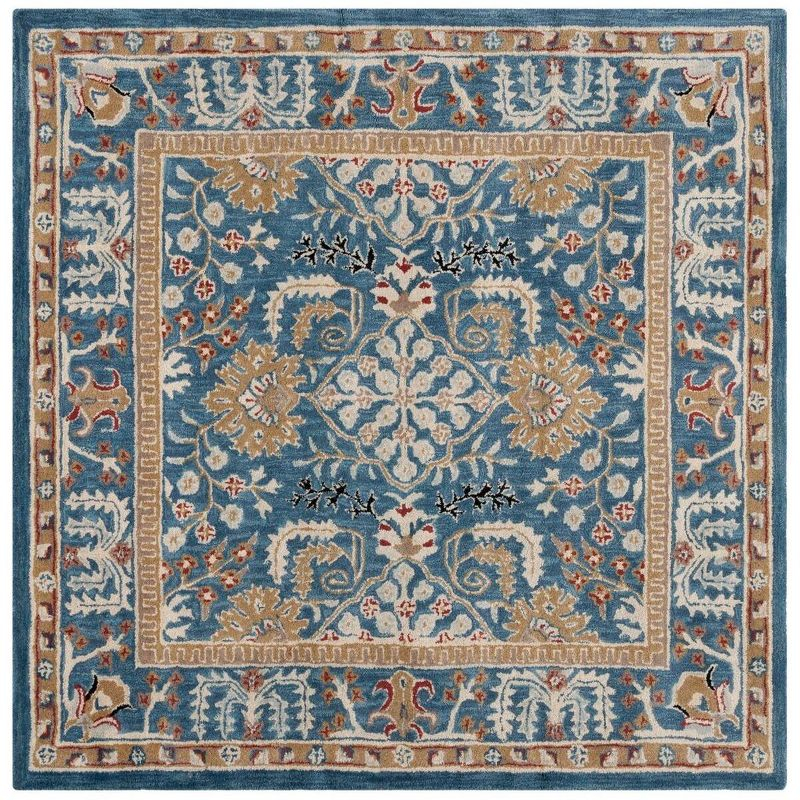 Antiquity AT64 Hand Tufted Area Rug - Dark Blue/Multi - 6'x6' - Safavieh.