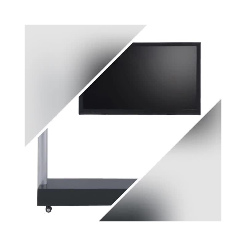 Proman Products Symphony TV Stand for TVs up to 75" Silver/Black: Mid-Century Modern, Metal Frame, Casters/Wheels, Drawer Storage