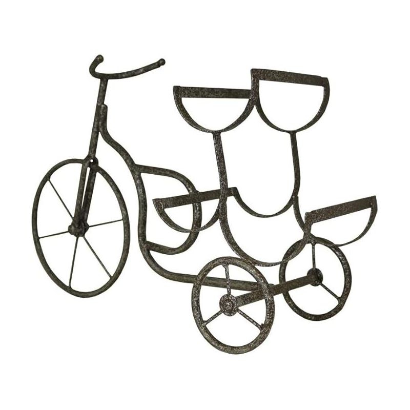LIVEVIE Classic Vintage Bike Delivery Style Wine Rack Freestanding Wine Holder for 3 Bottles - Countertop Tabletop Wine Organizer