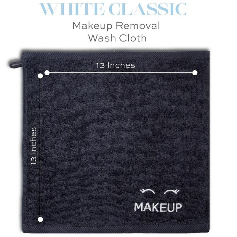 Luxury Hotel Collection Black Makeup Removal Washcloths Bleach Safe | Set of 6 | 13x13