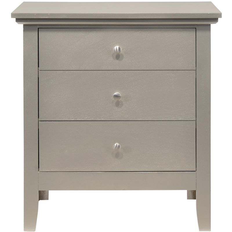 Passion Furniture Hammond 3-Drawer Silver Champagne Nightstand (26 in. H x 24 in. W x 18 in. D)