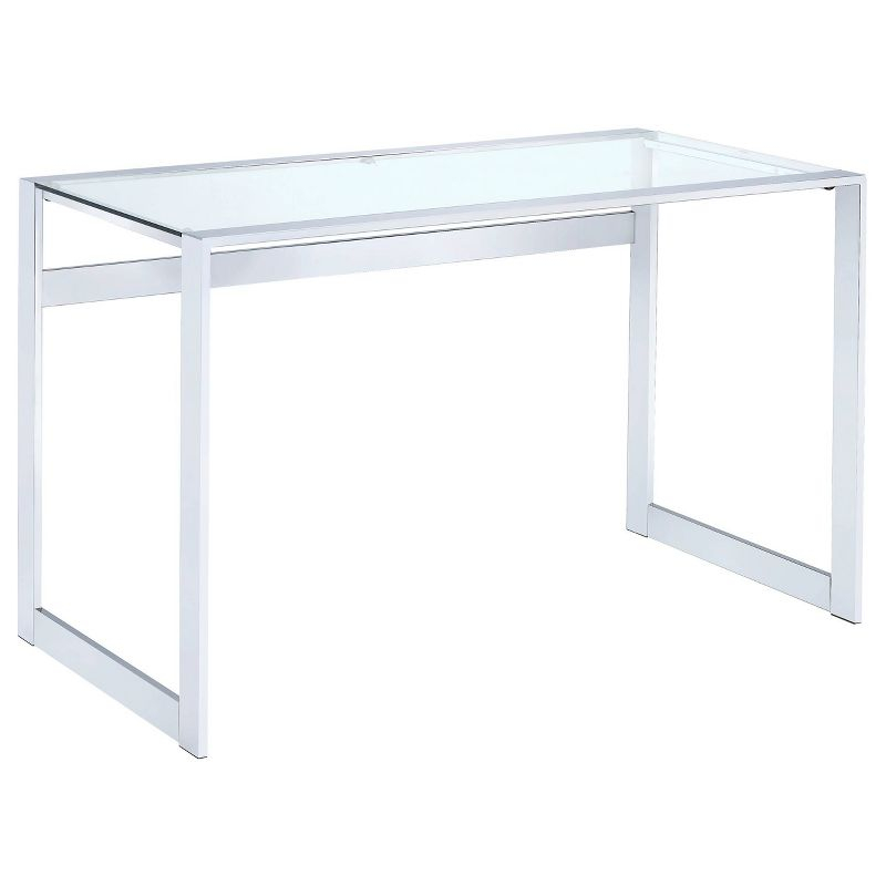 Hartford Minimal Glass Top Writing Desk Chrome - Coaster