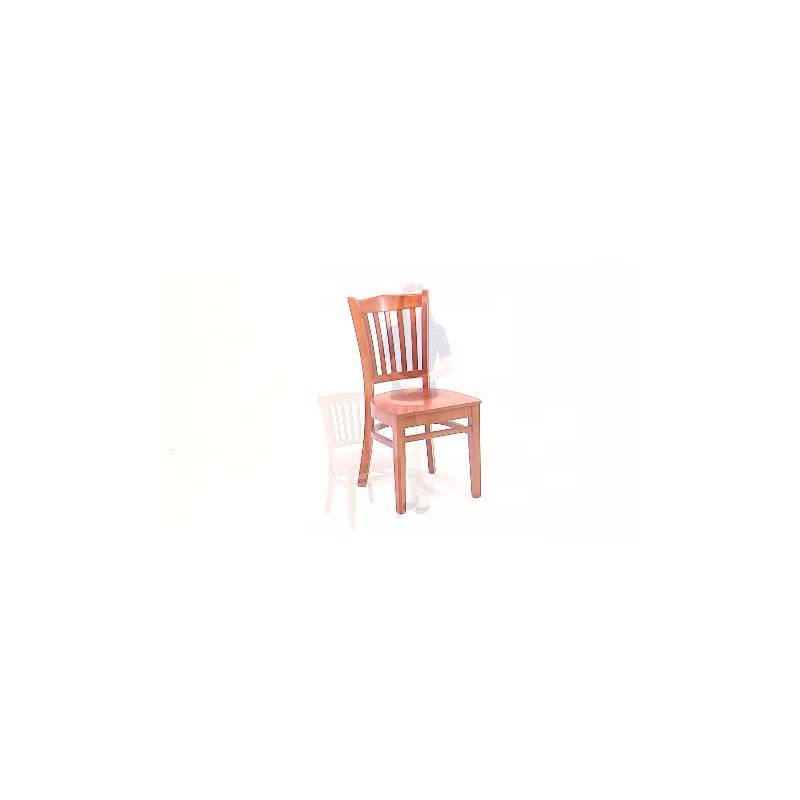 Flash Furniture HERCULES Series Vertical Slat Back Walnut Wood Restaurant Chair - Black Vinyl Seat