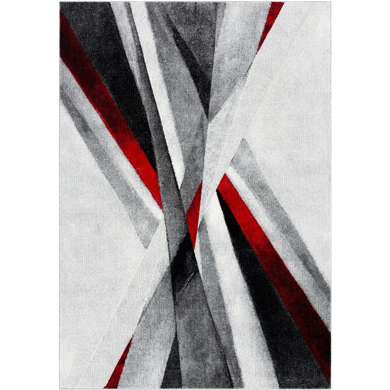 Hollywood HLW710 Machine Made Accent Rug - 2'7"x5' - Grey/Red - Safavieh