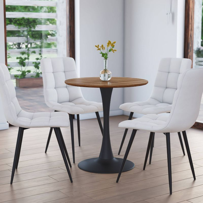 Modern Ivo Round Bistro Table Wood Top Finish/Gold - CorLiving: Sturdy Metal Base, Seats 4