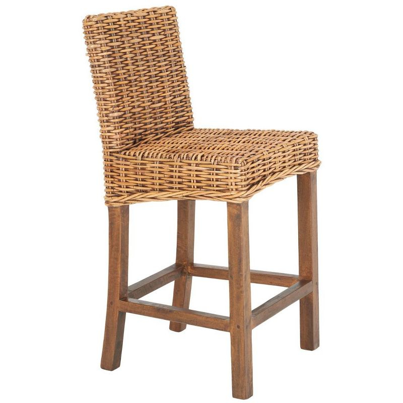 Tobie Rattan Counter Stool - White Washed - Safavieh