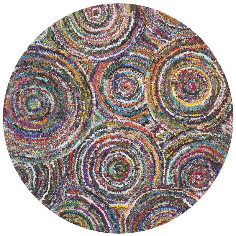 Nantucket NAN514 Hand Tufted Indoor Area Rug - Multi - 4' Round - Safavieh.