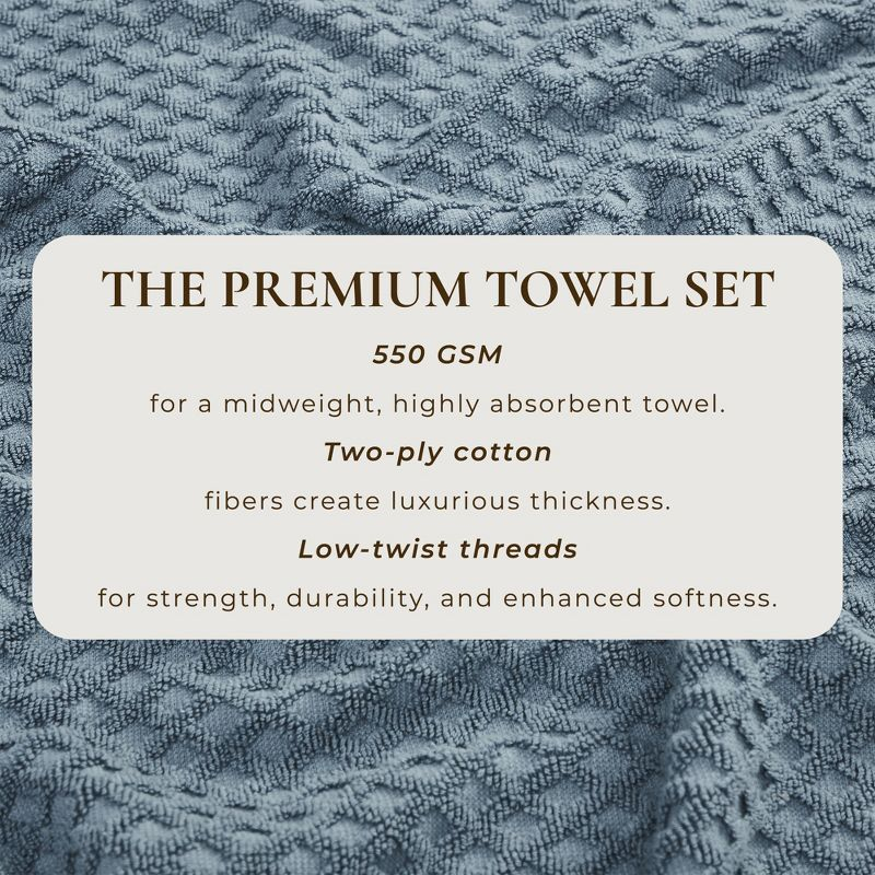 Cotton Quick-Dry Textured Towels - Great Bay Home (4 Pack Bath Towels, Blue).