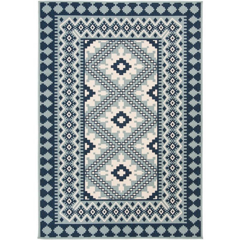 Veranda VER099 Power Loomed Indoor/Outdoor Area Rug - Ivory/Blue - 5'3"x7'7" - Safavieh.
