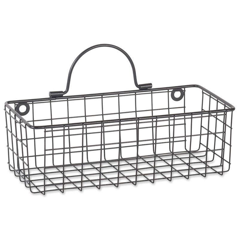 Small Grey Wire Wall Basket Set/2
