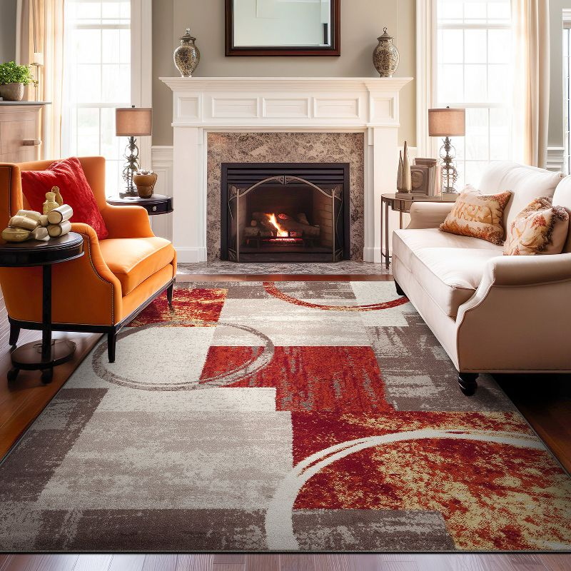 World Rug Gallery Abstract Circle Multi 8'8"x12' Area Rug