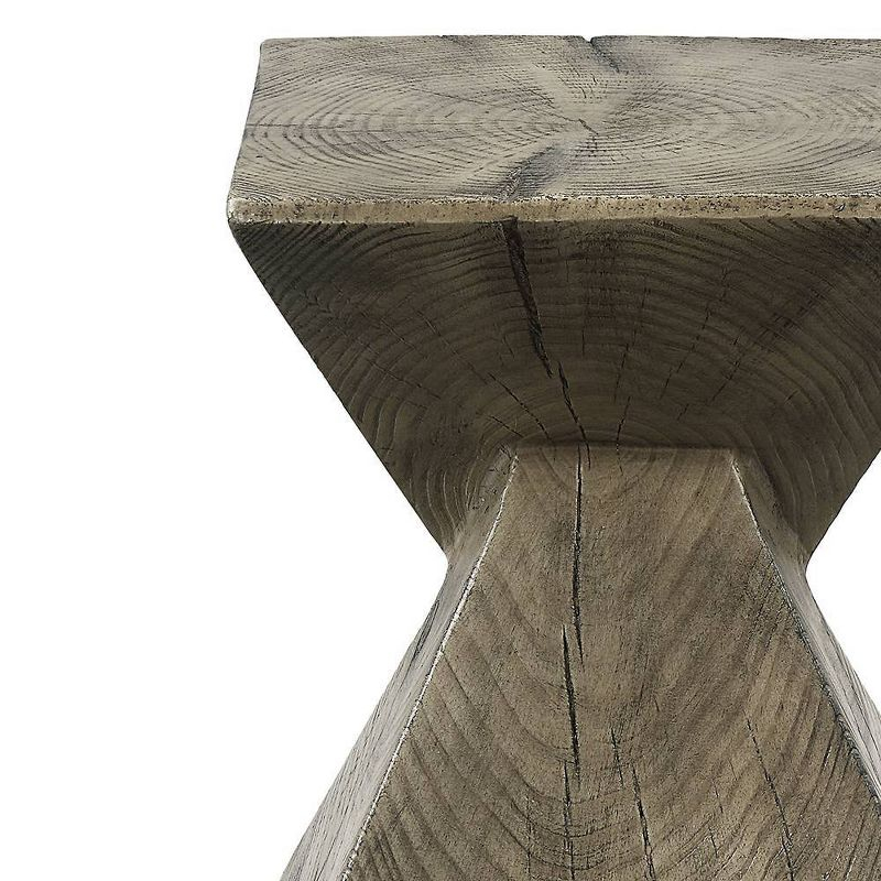 13" Zahi Accent Table Weathered Oak Finish - Acme Furniture: Modern Rectangle Cement, Space-Saving Design
