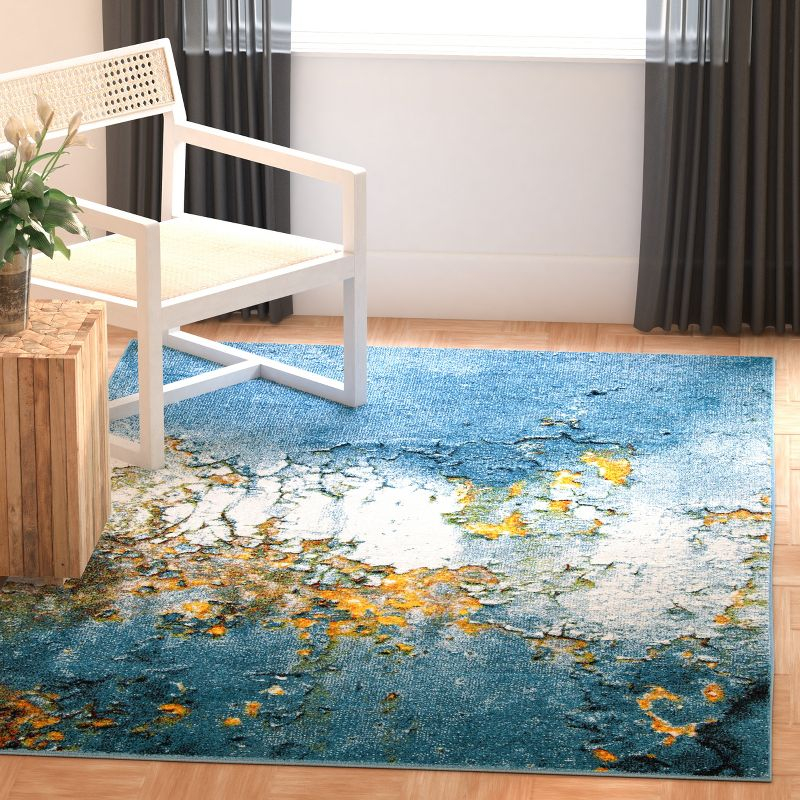Glacier GLA125 Power Loomed Area Rug - Blue/Gold - 5'3"x5'3" - Safavieh.