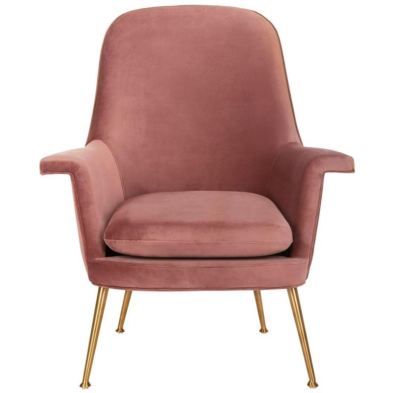 Aimee Velvet Arm Chair - SFV4701 - Dusty Rose/Gold - Safavieh Couture