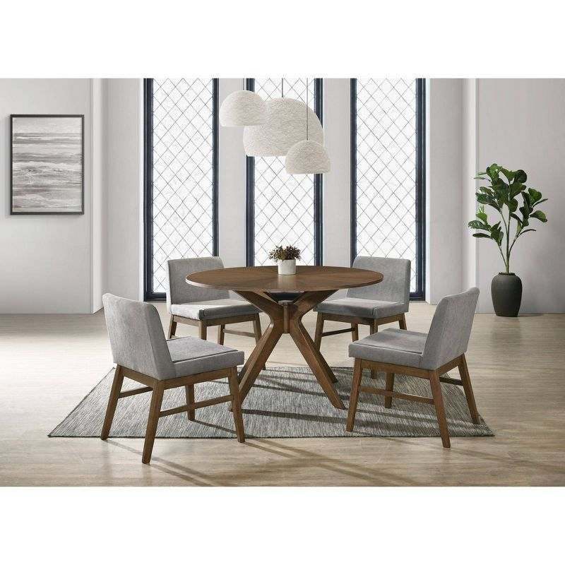 Wynden Standard Height Dining Side Chair Set Gray/Walnut - Picket House Furnishings: MDF & Rubberwood, Polyester Upholstery