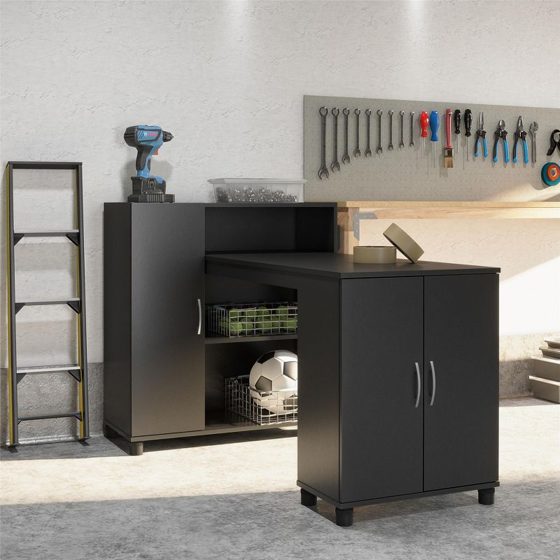 RealRooms Basin Hobby and Craft Desk with Storage, Black