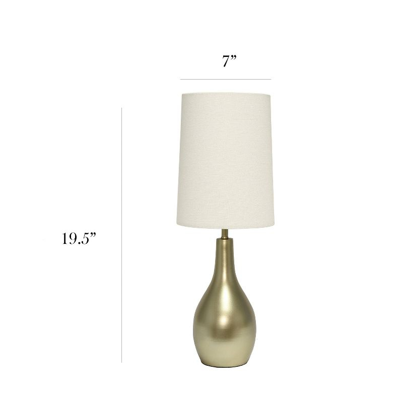 1 Light Tear Drop Table Lamp Gold - Simple Designs: Bedside, No Assembly Required, UL Listed, Cotton Shade