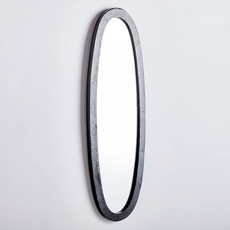 Plum & Post 13"W x 1"D x 38.75"H Lamelle Black Framed Full Oval Full Length Wall Mirror