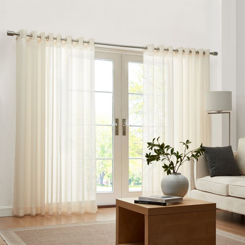Carmen Sheer Extra Wide Indoor/Outdoor Single Window Curtain for Patio, Porch, Cabana - 114x108 - Ivory - Elrene Home Fashions