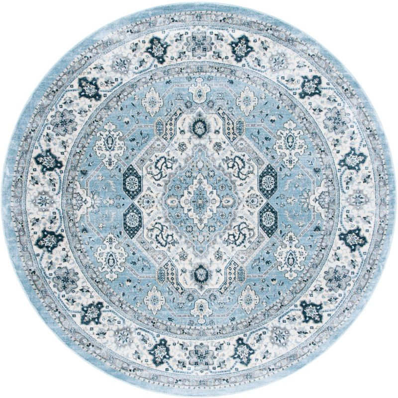 Isabella ISA916 Power Loomed Area Rug - Blue/Creme - 6'7" round - Safavieh.