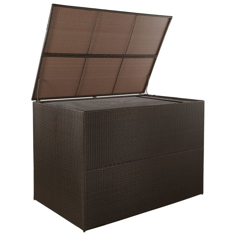 vidaXL Patio Storage Box Brown 59 in.x39.4 in.x39.4 in. Poly Rattan