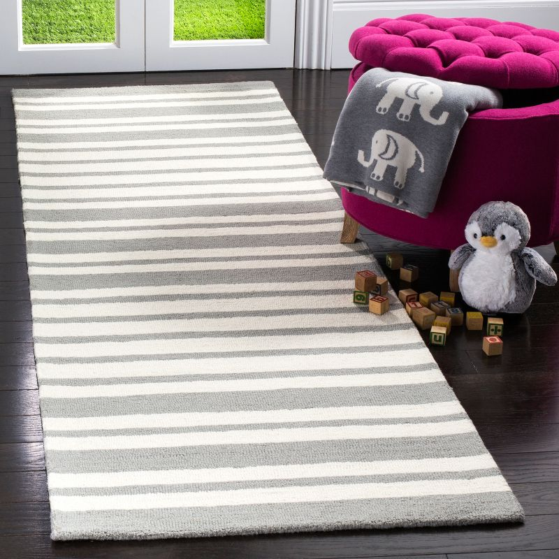 Safavieh Kids Barcode SFK917 Hand Tufted Indoor Runner Rug - Grey/Multi - 2'6"x8' - Safavieh