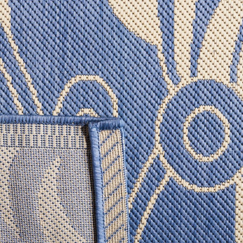 Courtyard CY2961 Power Loomed Indoor and Outdoor Area Rug - Blue/Natural - 7'10"x7'10" - Safavieh