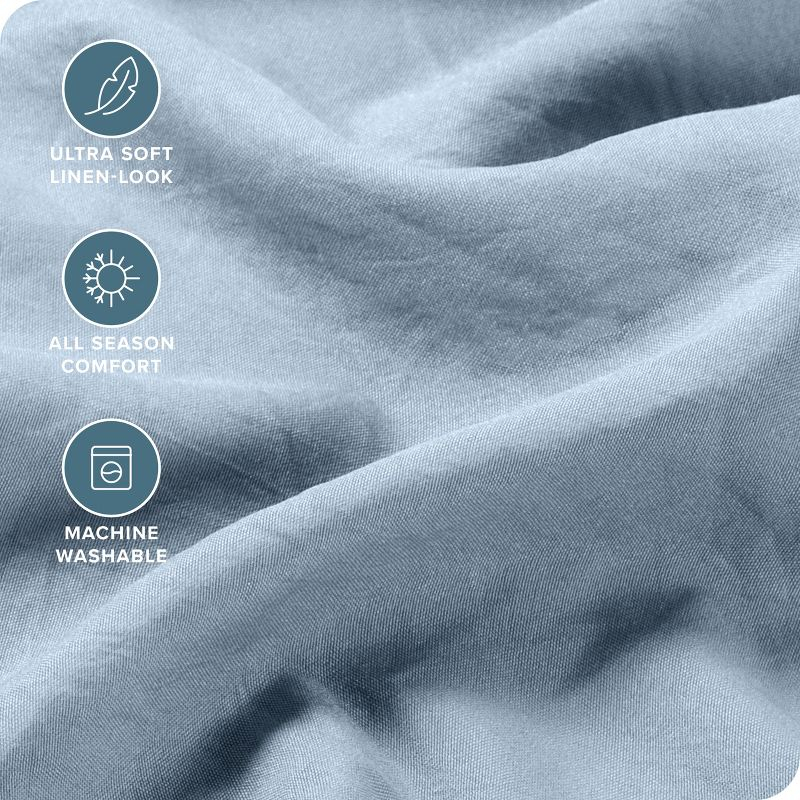 Washed Microfiber Dusty Blue Twin XL Sheet Set by Bare Home
