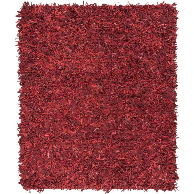 Leather Shag LSG601 Handwoven Area Rug - Red - 6'x9' - Safavieh