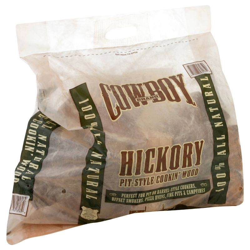 Cowboy .65 cu ft Hickory Cooking Wood: Kiln Dried, Long-Burning Fire Logs for Grills & Smokers