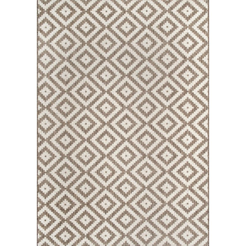 Nuloom Marybelle Trellis 5x8 Indoor/Outdoor Area Rug for Living Room Patio Deck Front Porch Kitchen, Taupe/Ivory