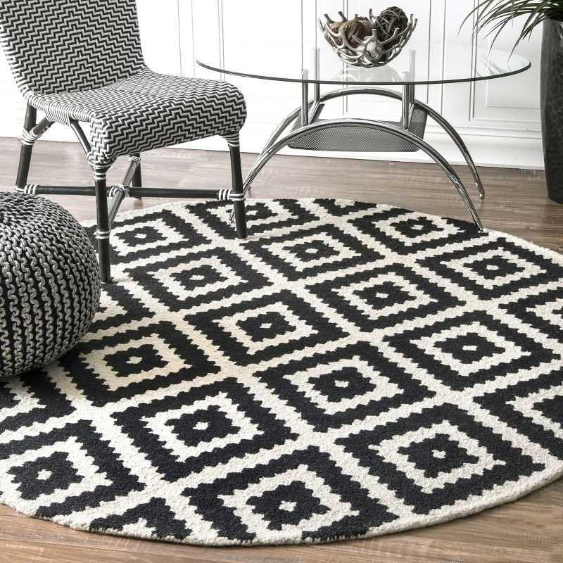Nuloom Kellee Geometric Oval 8x10 Wool Indoor Area Rug for Living Room Bedroom Dining Room Kitchen, Beige/Brown