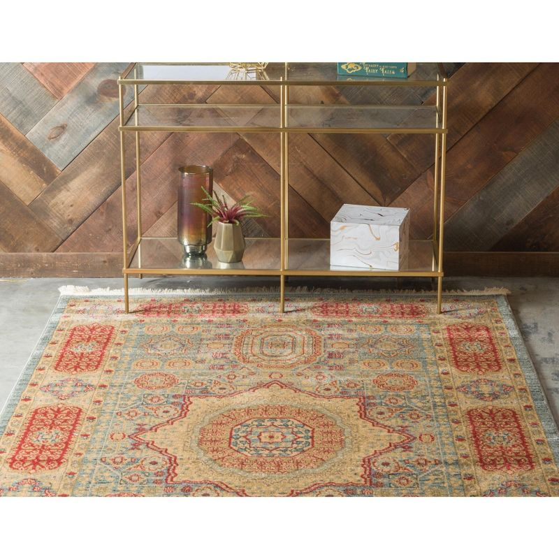 Unique Loom Palace Collection Area Rug - Amber (6' 1" x 9' Rectangle Light Blue/Light Brown)
