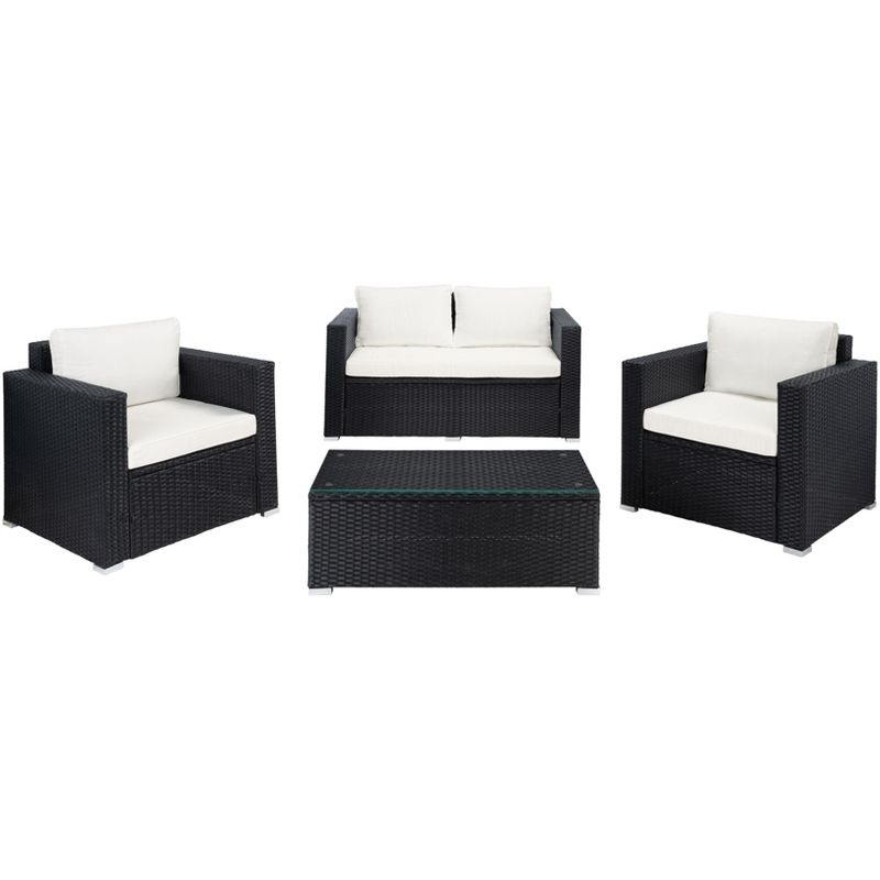 Machie 4Pc Living Set - Indoor/Outdoor - PAT7508 - Black/Beige - Safavieh