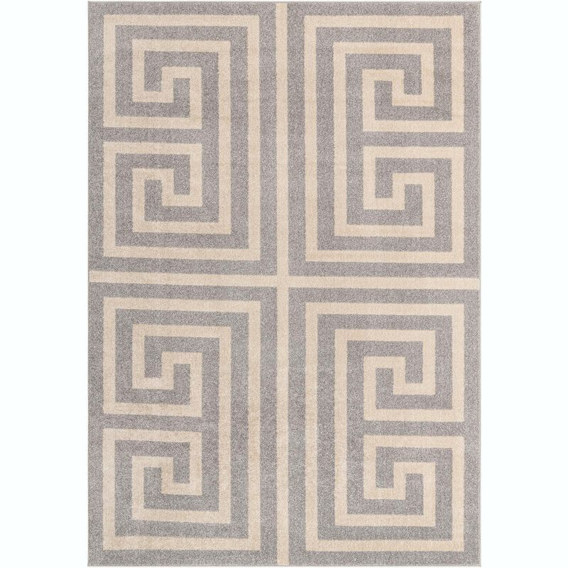 Unique Loom Athens Collection Area Rug - Greek Key (7' 1" x 10' Rectangle Gray/Beige)