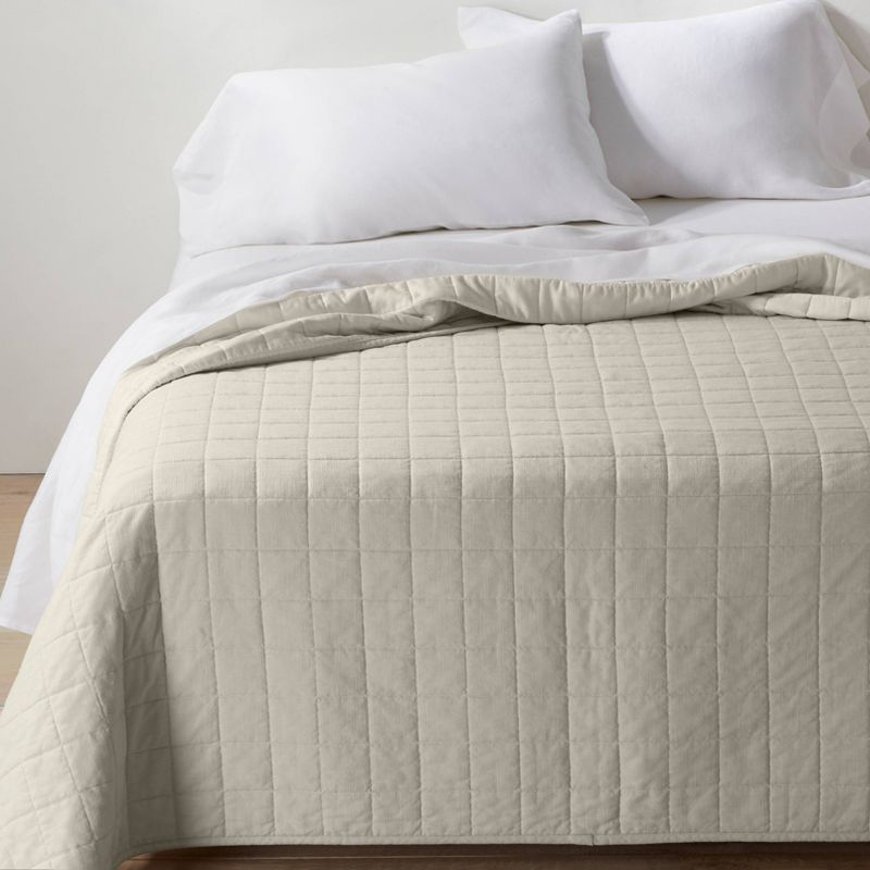 Full/Queen Heavyweight Linen Blend Quilt Natural - Casaluna™: Rayon & Cotton, Box Quilting, OEKO-TEX Certified