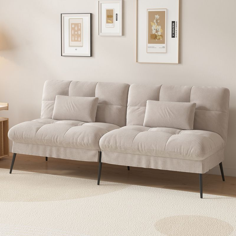 COMHOMA Convertible Futon Sofa Bed, Corduroy Velvet Futon Couch, Sleeper Sofa, Cream